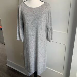 White House Black Market Women's Gray Knee Length Sweater Dress